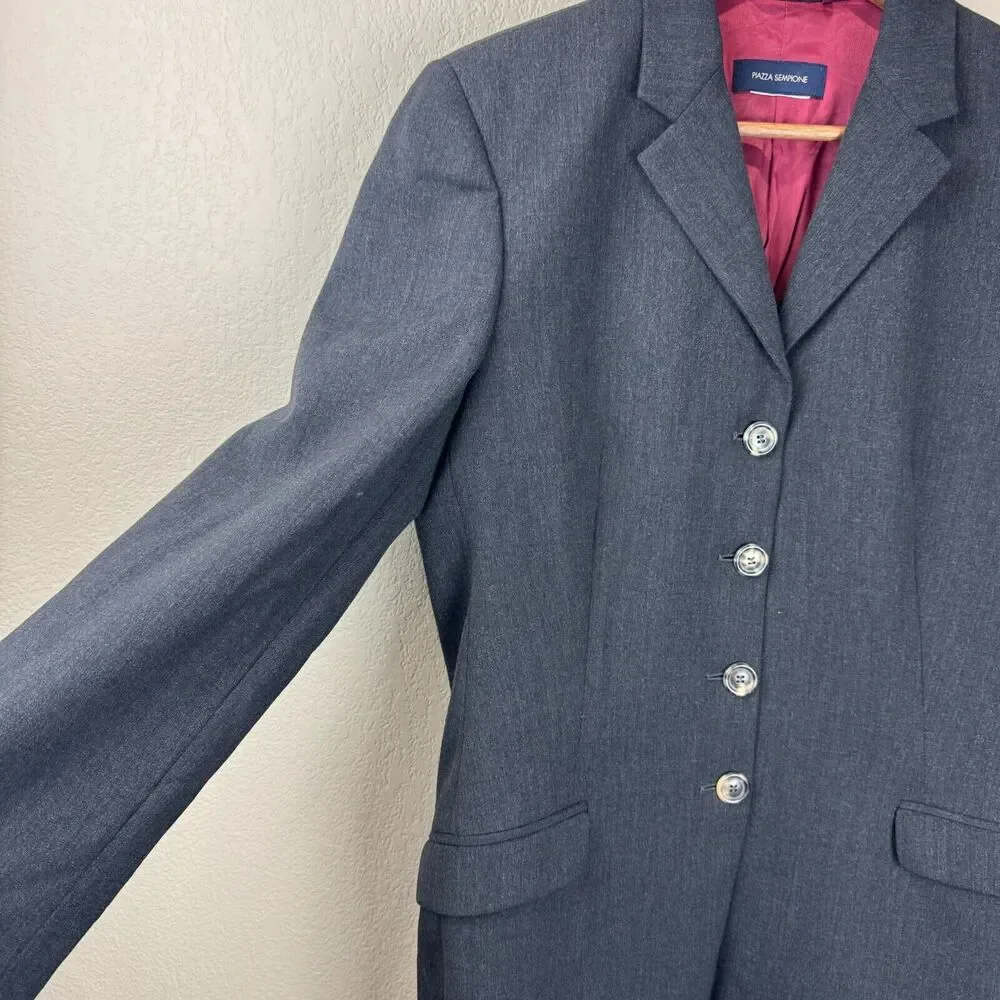 Piazza Sempione Mens Blazer Suit Jacket Size 44 Four Button Blue Front Pocket‎